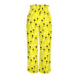 lemon poppy Strappy Elastic Waist Wide Leg Pants with Pockets