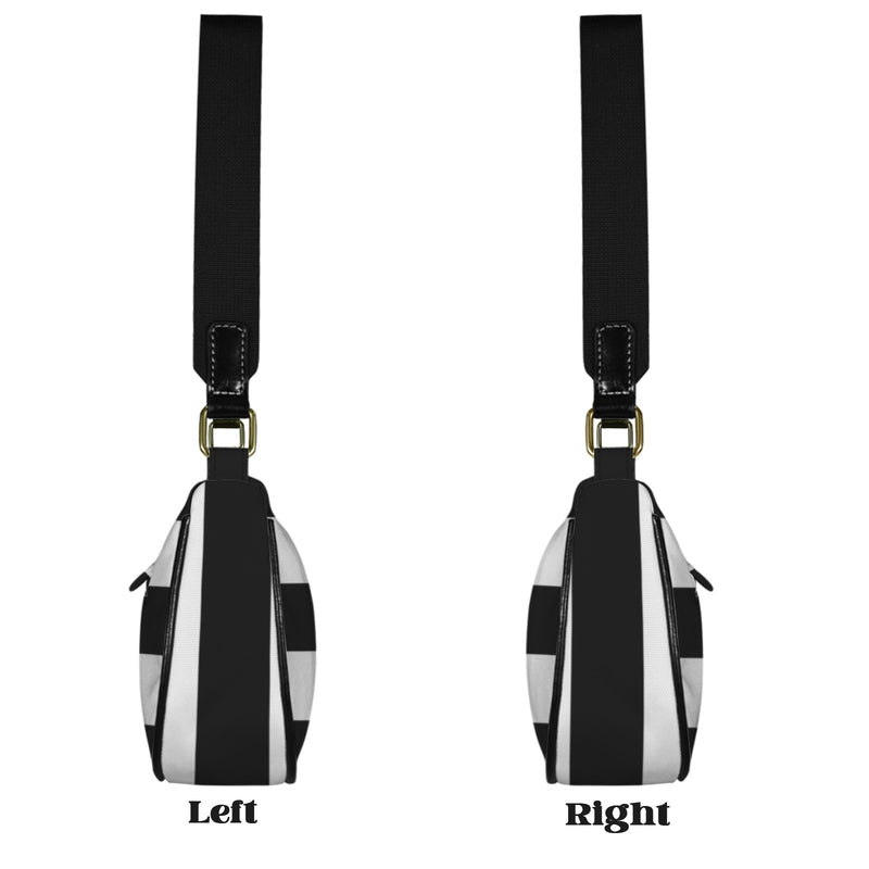 Striped Women's Shoulder Bag-Black Strap