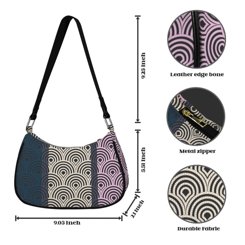 tricolor shell purse print Women's Shoulder Bag-Black Strap (Model 1748)