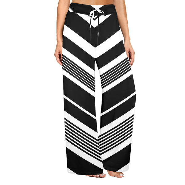v bias print bw Women's Wide Leg Lounge Pants (Model L77)