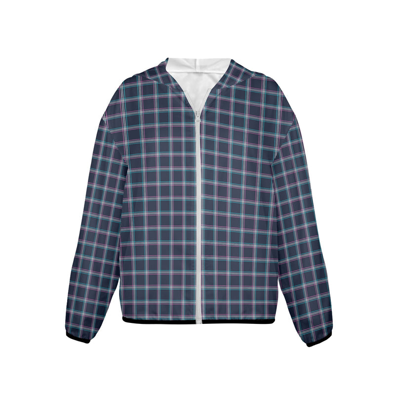 pinstriped plaid print Women's Lightweight Sun Protection Hoodie (Model H62)