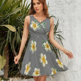 V-Neck Sleeveless Dress (NZ022)  Frocks