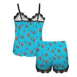 monarch milkweed medley print 4A Women's Lace Camisole Pajama Set