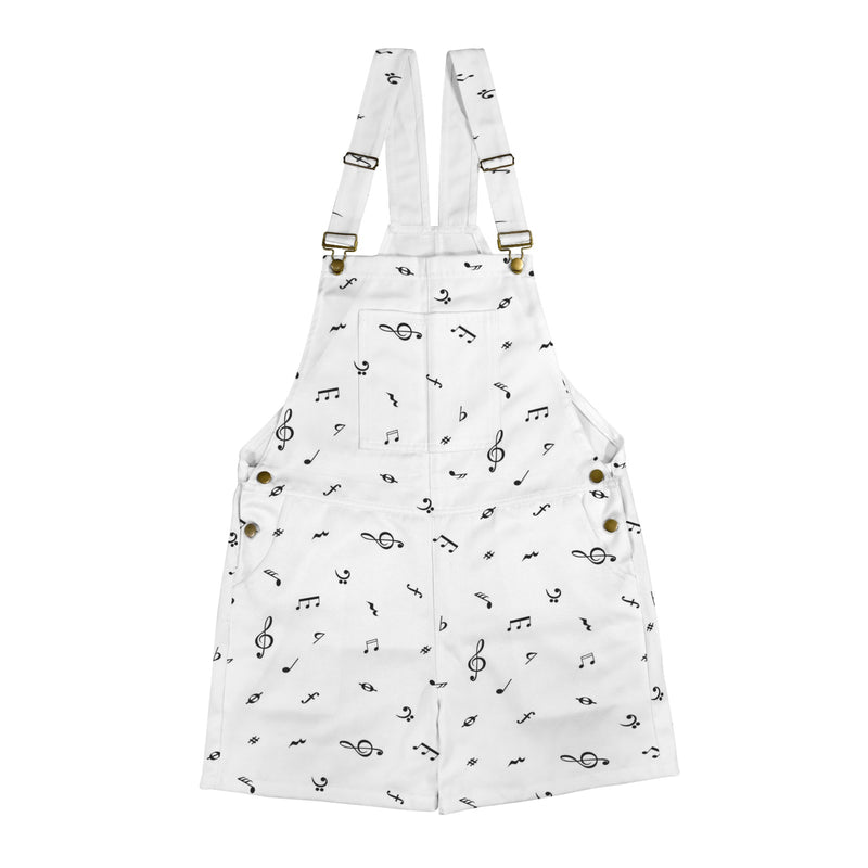 white music print Unisex Shorts Suspender Jumpsuit (Model L78)
