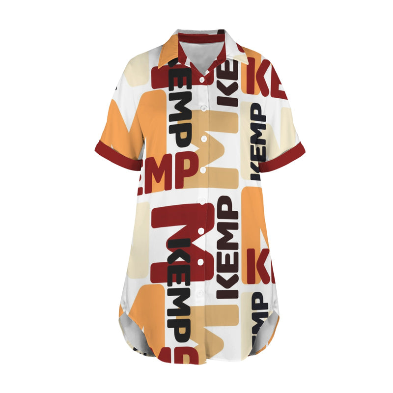 M Kemp Short Sleeve Button Front Shirt Dress