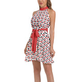 Ruffle Hem Belted Halter Dress