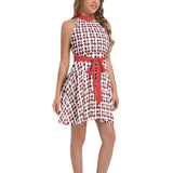 Ruffle Hem Belted Halter Dress