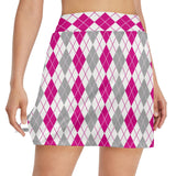 argyle pink print 2A Women's Golf Skirt with Pockets (Model D64)
