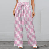 purple eclectic stripe print 2A Strappy Elastic Waist Wide Leg Pants with Pockets