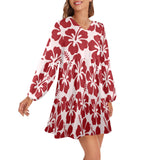 high biscuit print 4 V-Neck Loose Fit Dress (Model D66)