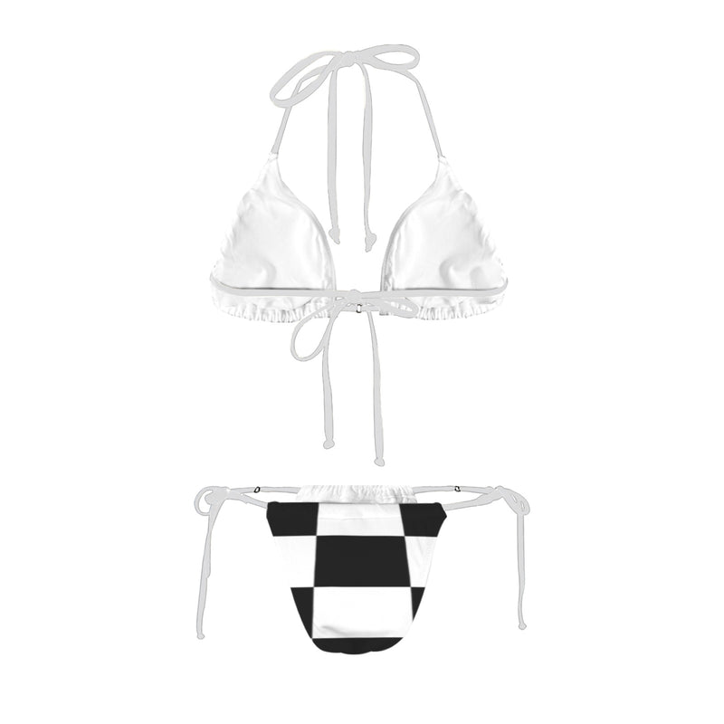 bw checkered Women's Halter String Bikini Set