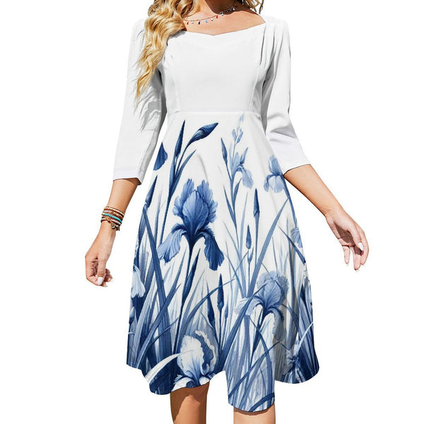Delft Blue Iris Women&#039;s Sweetheart Dress Flare dress