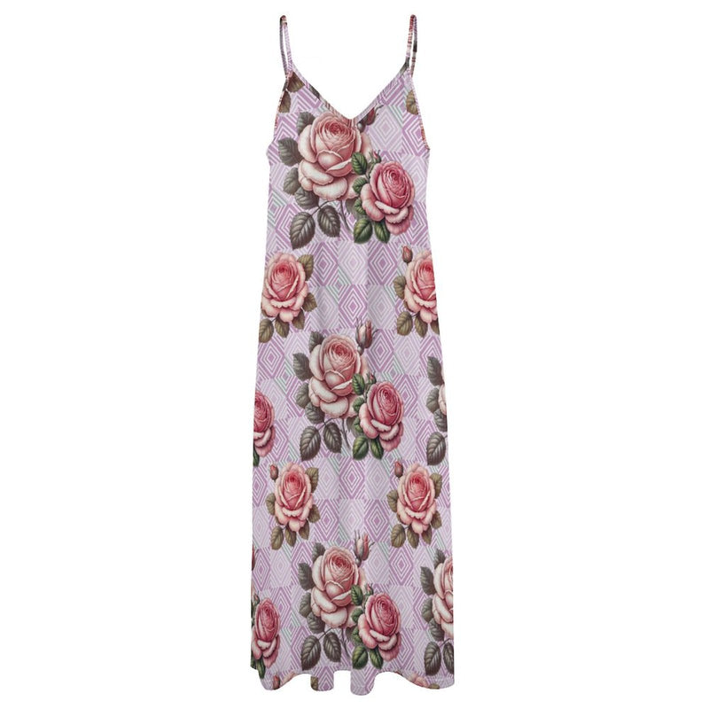 Vintage Roses Spaghetti Strap Ankle-Length Dress Long dress