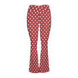coral orange polka dots High Waist Crossover Tummy Control Flare Leggings