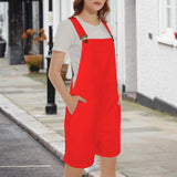 bright red Unisex Shorts Suspender Jumpsuit (Model L78)