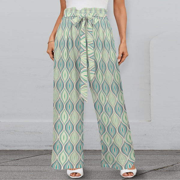 Ogee Style Strappy Elastic Waist Wide Leg Pants with Pockets