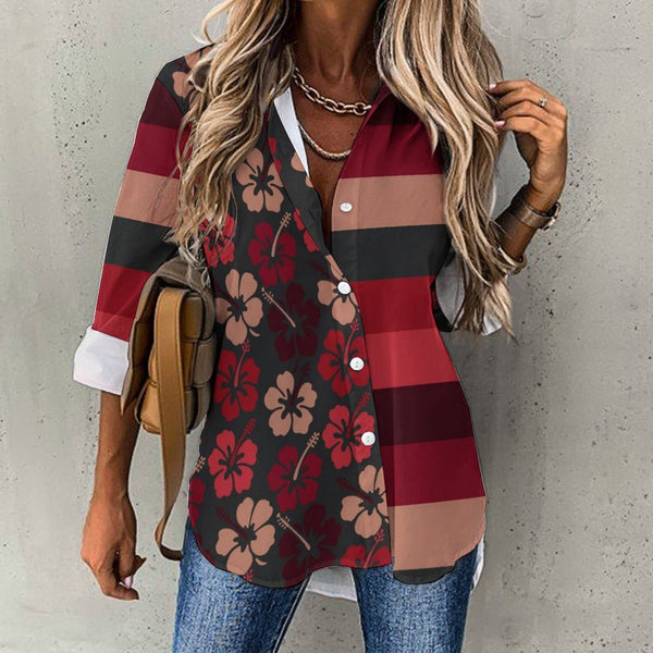 Cropped hem shirt Long Sleeve Blouse (B648)