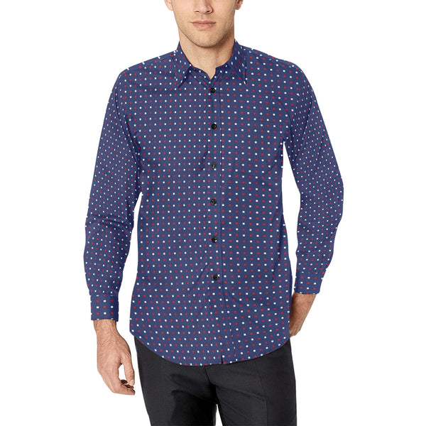 Americana Polka Square Men's All Over Print Casual Dress Shirt (Model T61)