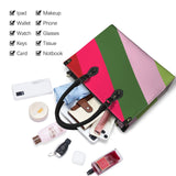 rasp biased striped print PU Leather Handbag-Medium (Model 1747)