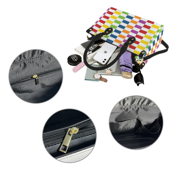 rectangle matrix print PU Leather Handbag-Small (Model 1747)