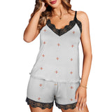 diamond life print 2A Women's Lace Camisole Pajama Set