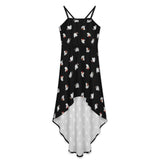 Women&#039;s High-Low Spaghetti Strap Dress Tailcoat skirt