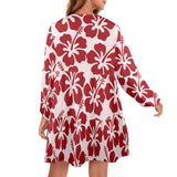 high biscuit print 4 V-Neck Loose Fit Dress (Model D66)