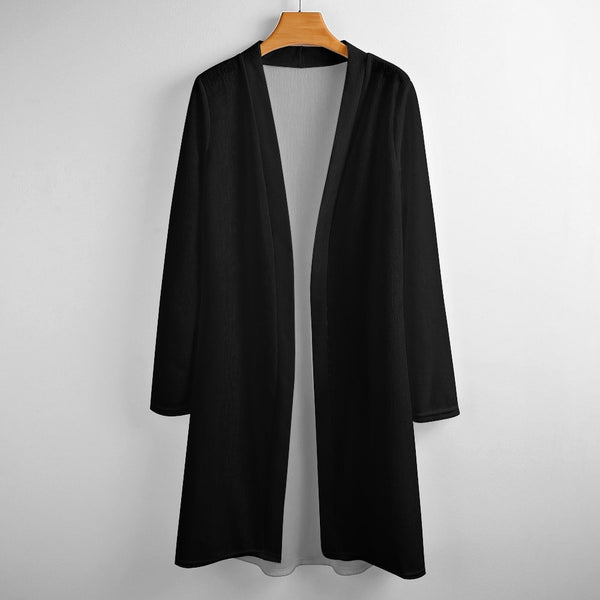 Black Women&#039;s Mid-Length Cardigan