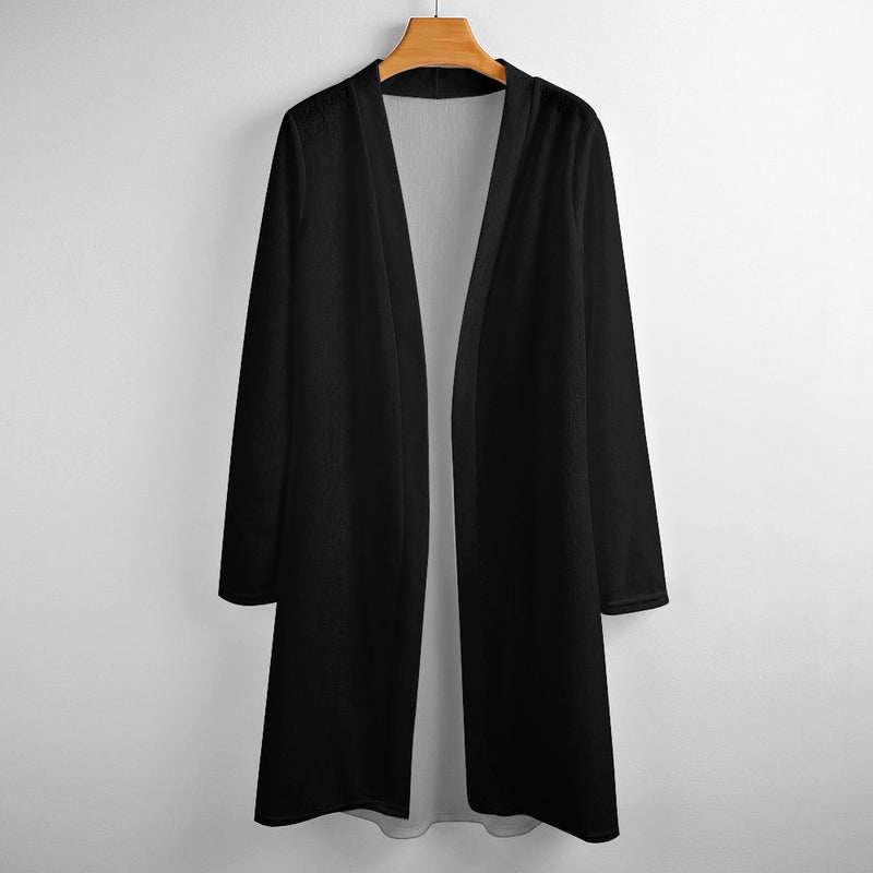 Black Women&#039;s Mid-Length Cardigan