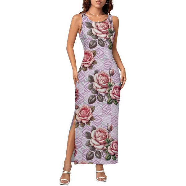 Sleeveless Bodycon Side Slit Long Dress Split cheongsam