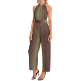 Halter Neck Buckle Belted Jumpsuit