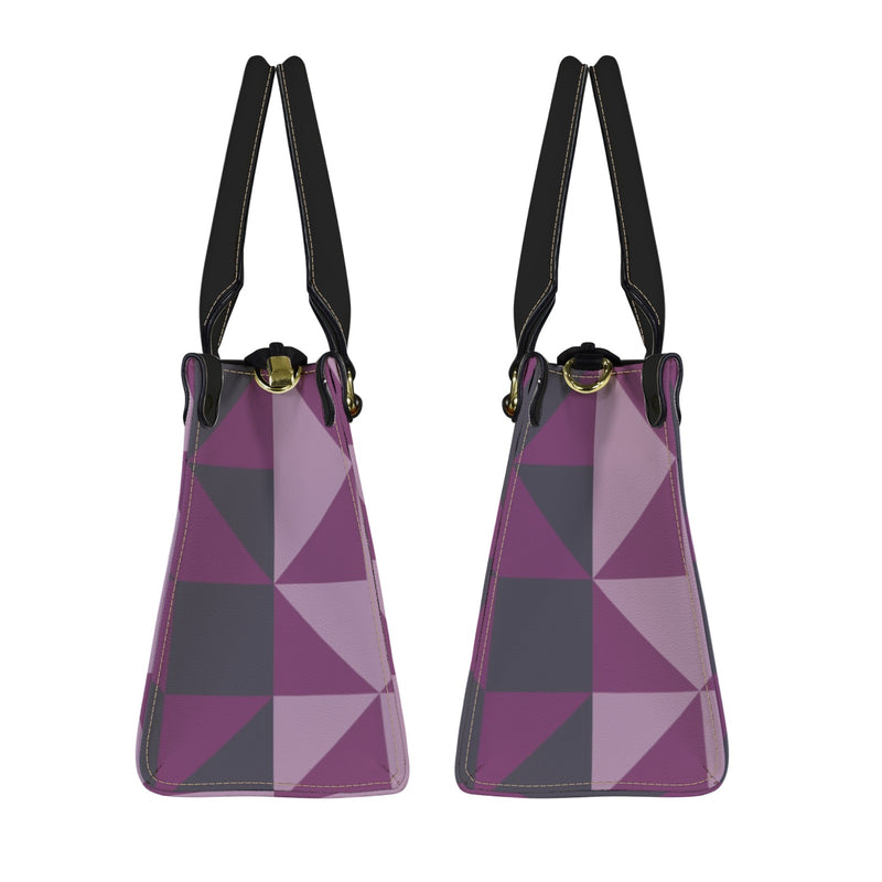 two tone puzzle purple PU Leather Handbag-Small (Model 1747)