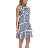 Tie Back Halter Neck Flared Dress