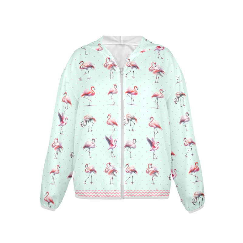 kemp flamingo print 2A Women's Lightweight Sun Protection Hoodie (Model H62)