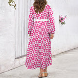 Got Sol Round Neck Long Sleeve Belted Maxi Dress