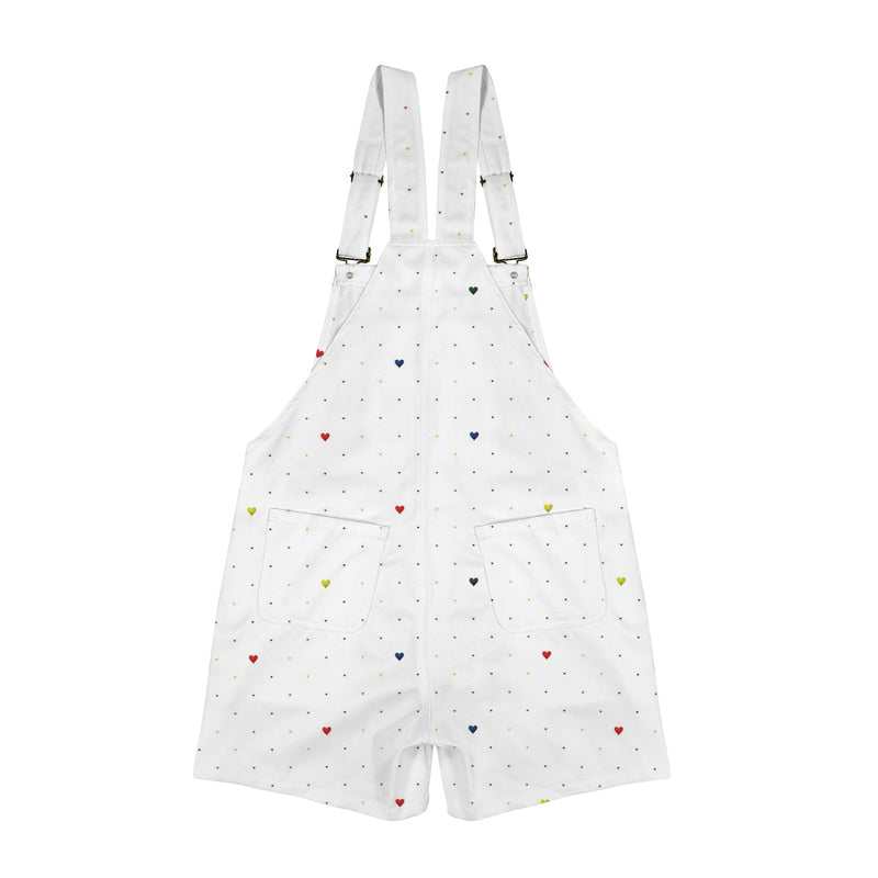 fuchsia rose emerald green greek key print 4 Unisex Shorts Suspender Jumpsuit (Model L78)