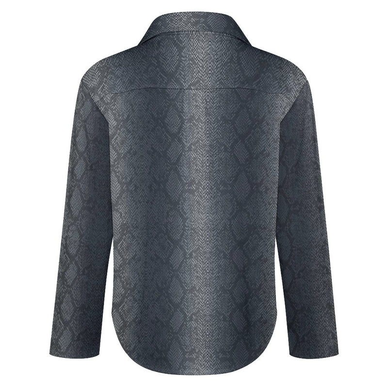 Long Sleeve Blouse (B648) Cropped hem shirt