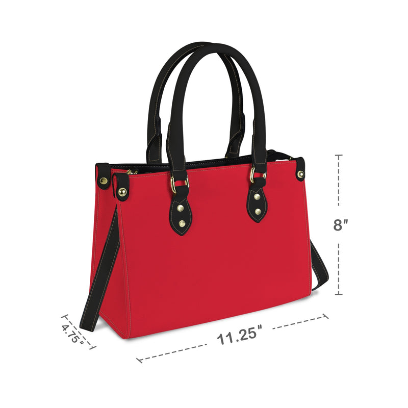 cherry colored solid print PU Leather Handbag-Small (Model 1747)
