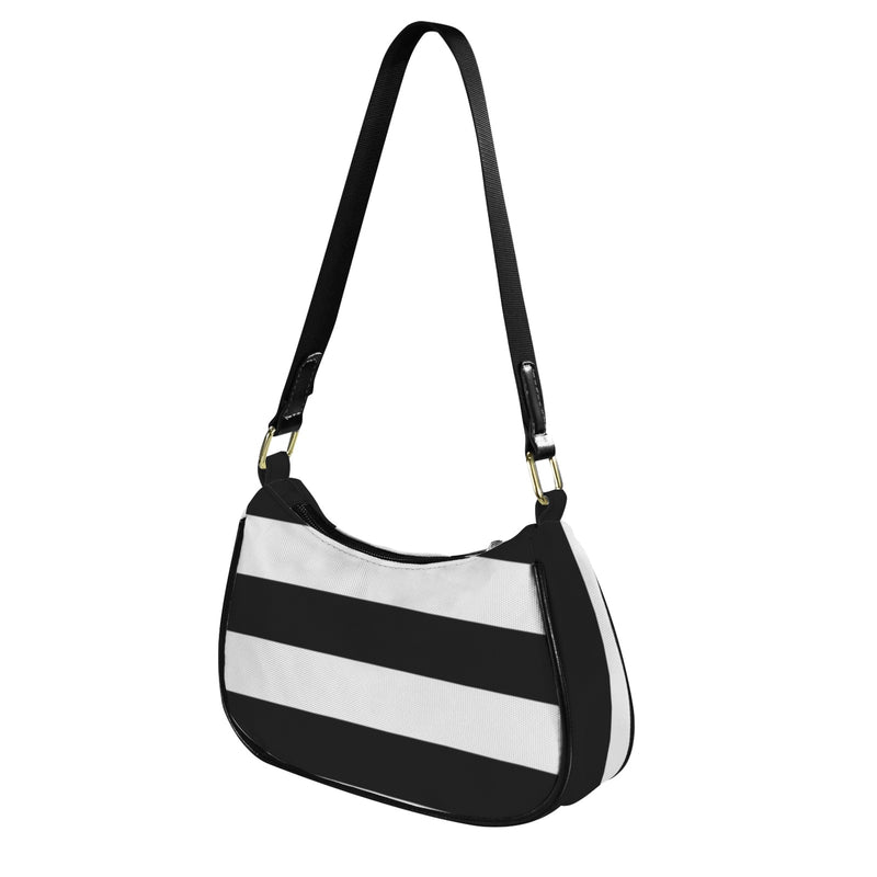 Striped Women's Shoulder Bag-Black Strap