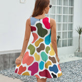 Colorful Giraffe V-Neck Sleeveless Dress