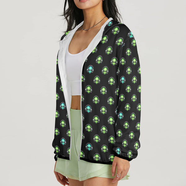 alien listener 2 Women's Lightweight Sun Protection Hoodie (Model H62)