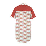 apple solid print Short Sleeve Button Front Shirt Dress