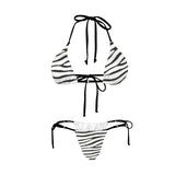 zeb stripes print Women's Halter String Bikini Set