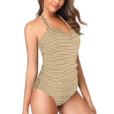 symbolic print Women's Halter Neck Gather Chest Swimsuit (Model S52)