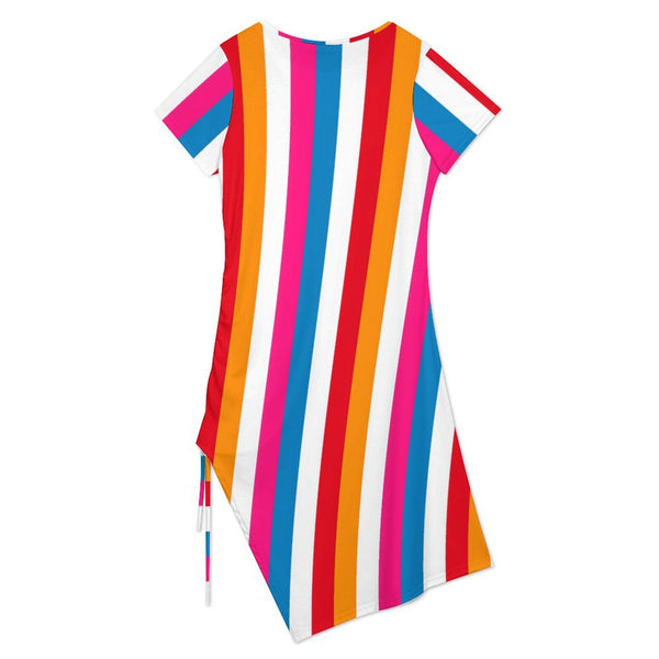 Drawstring Slit Hem Dress Split Dress