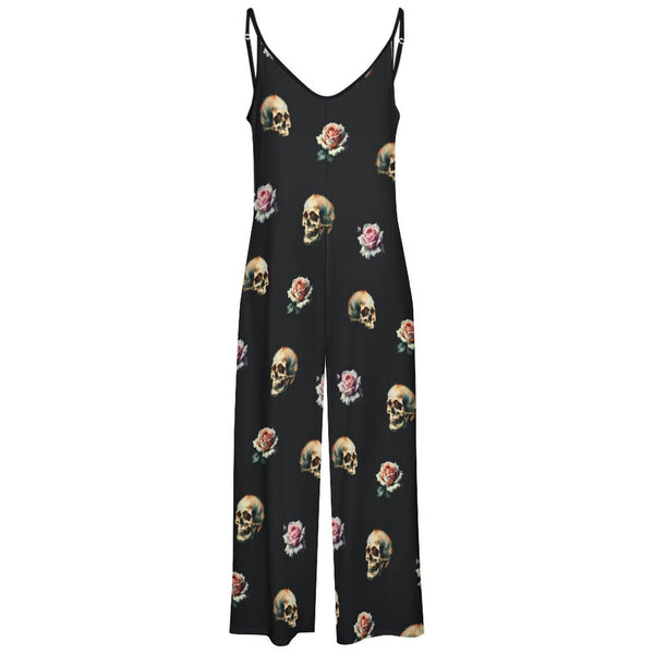 Skull and Roses Suspender Jumpsuit Suspender Jumpsuit