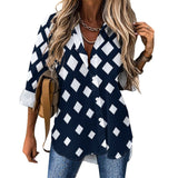 Long Sleeve Blouse (B648) Cropped hem shirt