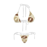 kisses beige and bronze print 2A Women's Halter String Bikini Set