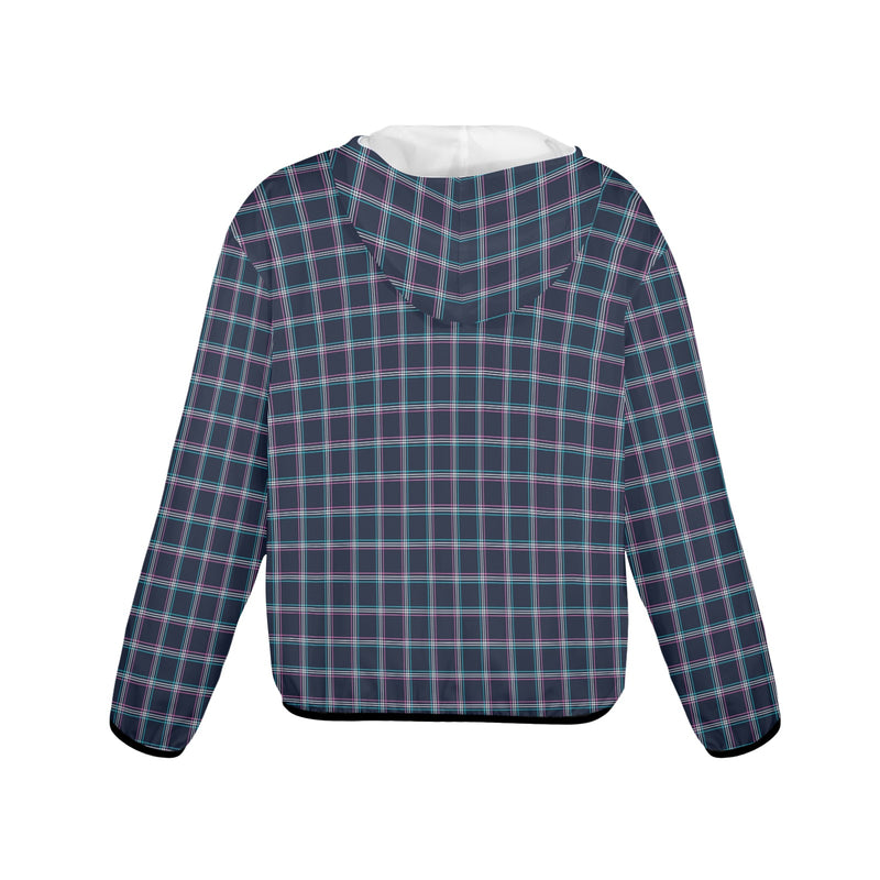 pinstriped plaid print Women's Lightweight Sun Protection Hoodie (Model H62)