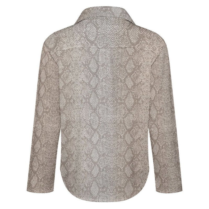 Long Sleeve Blouse (B648) Cropped hem shirt